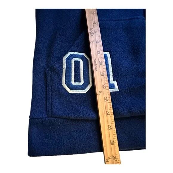 Vintage Winnie The Pooh 1/4 Zip Hoodie Fall Leaves Women's Medium Sz Blue Fleece - Picture 7 of 16